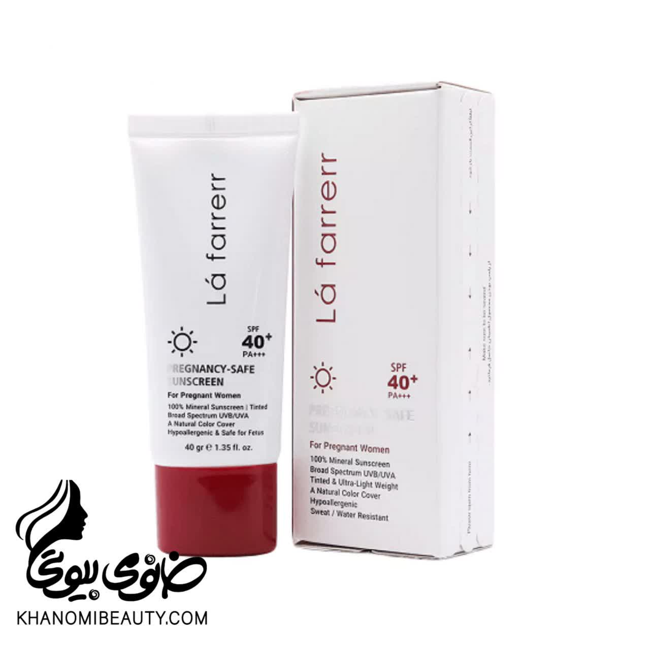 کرم ضد آفتاب مینرال لافارر مناسب خانم‌های باردار SPF40 رنگی 40 میل