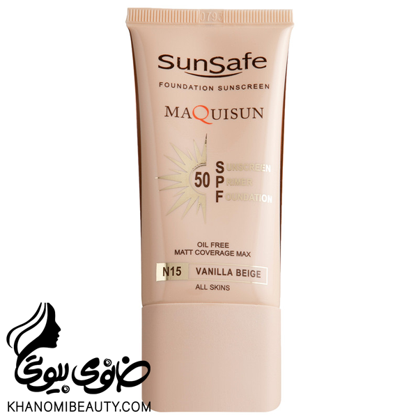 ضد افتاب SPF 50 سان سیف N15 کرم پودری پرایمری بژ وانیلی